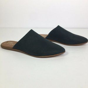 Toms Jutti Black Nubuck Leather Mule Flats